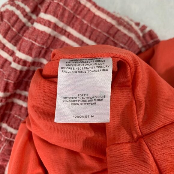 Anthropologie ett:twa red white striped gauzy crop length cotton blend jumpsuit - Picture 8 of 12